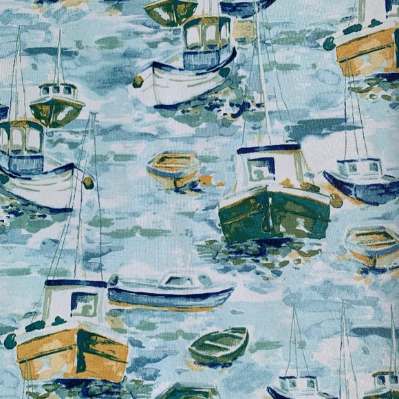 New Solarium Richloom Upholstery Fabric 4.5 yds Poly Canvas Blue Green Boats - Picture 1 of 10